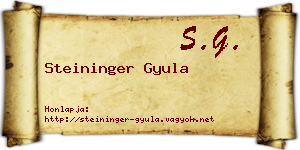 Steininger Gyula névjegykártya
